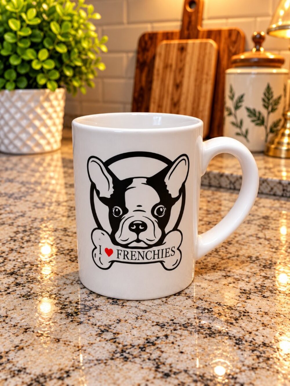 White Frenchie Bulldog Coffee Mug Dog Lover Gift